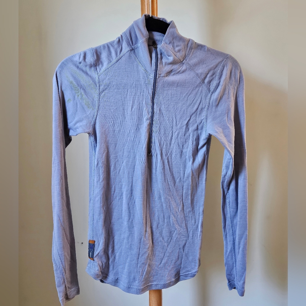 Ibex Quarter Zip Baselayer Wool Blue Small
